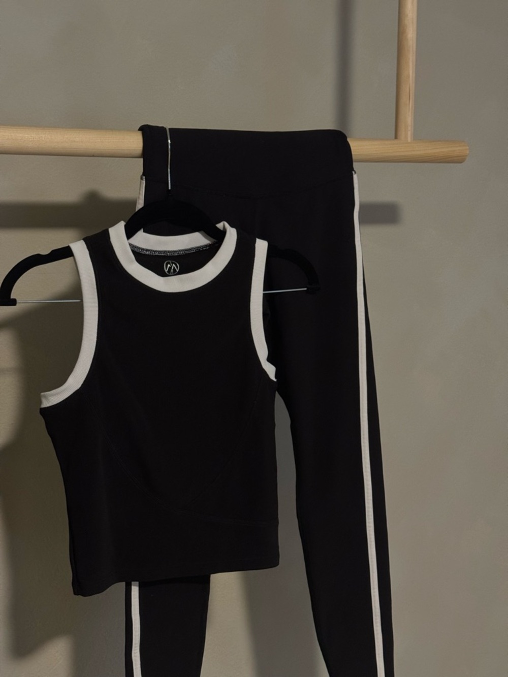 Workout Set - Black & White Athletic Tank and Leggings Set